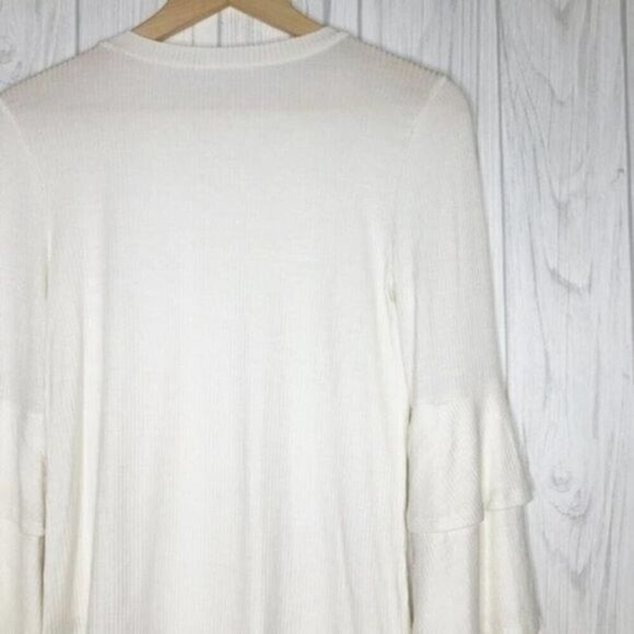 BP. Ruffle Sleeve Ribbed Ivory Sweater  - Picture 7 of 8
